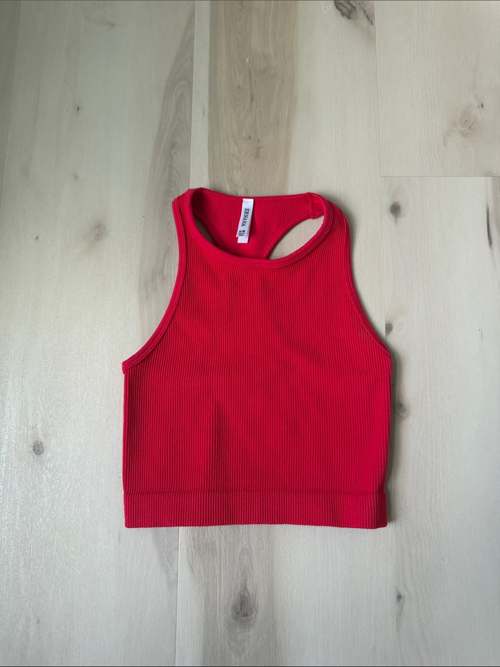 Zenana Outfitters Red Ribbed Racerback Crop Top
